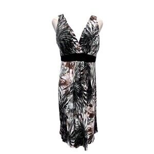 MISU Australia Tropical Pattern Grey Sleeveless Dress XL V-Neck